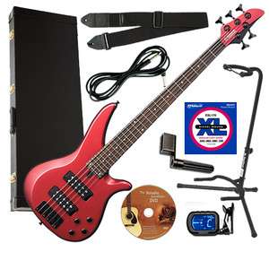   RBX375 Red Metallic 5 String Electric Bass Guitar COMPLETE BASS BUNDLE