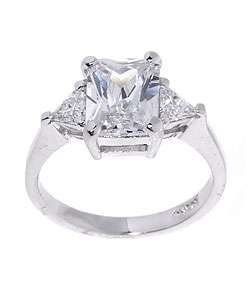Icz Stonez Sterling Silver Radiant cut CZ Ring  