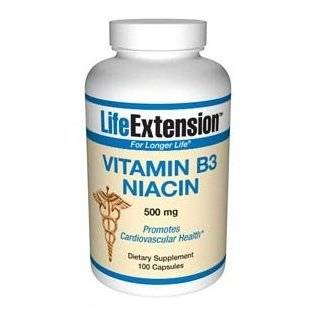 Life Extension Vitamin B3 Niacin 500 Mg Capsule, 100 Count