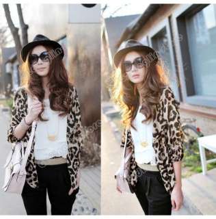 Fashion Womens Clothing Leopard Chiffon Casual Tunic Cardigan Blouse 