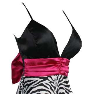   Bow Back V Neck Zebra Evening Dresses S M L XL 2XL Black  