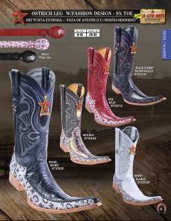 Los Altos 9X Toe Genuine Ostrich Leg Mens Western Cowboy Boots Diff 