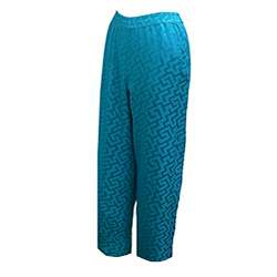 Womens Silk Turquoise Pull on Pants (Nepal)  