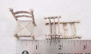 ANTIQUE MINIATURE DOLLHOUSE FURNITURE SILVER CHAIRS WILLIAM & MARY 