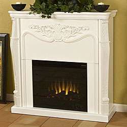 Vienna Antique White Electric Fireplace with Remote  