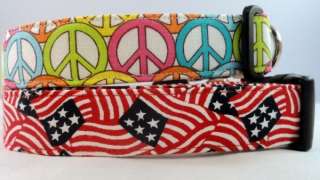 this is a fun handmade by maltipaws dog collar groovy mod peace signs 