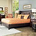 Tuscany Villa Dark Brown Upholstered Queen Sleigh Bed  
