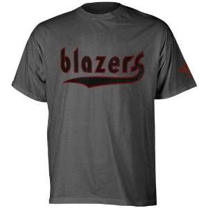 adidas Portland Trail Blazers Charcoal Retro Logo T shirt  
