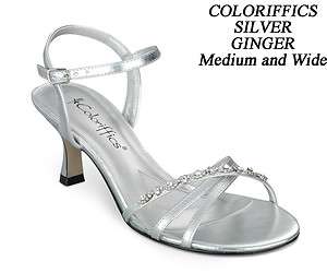   Evening Prom Medium & Wide Silver Sandals Heels Shoes Ginger 6040