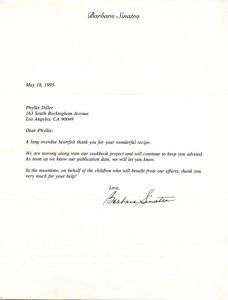 BARBARA SINATRA   TYPED LETTER SIGNED 05/18/1995  