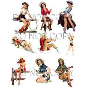   Western WWII Pinup Girl Cowgirl Guitar Decals #38 Musical Instruments