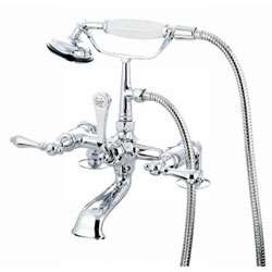 Deck Mount Chrome Clawfoot Tub Faucet with Hand Shower  