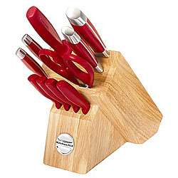 KitchenAid 11 piece Fine Edge Forged Red Cutlery Set  