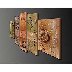 Hand painted Oil on Canvas Wall Decoration 5 piece Art Set   
