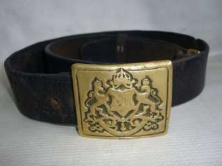 WWI Royal Bulgarian Officer Leather Belt Lions Buckle  