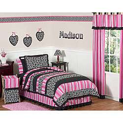JoJo Designs Girls Pink/ Black Madison 3 piece Full/ Queen size Quilt 