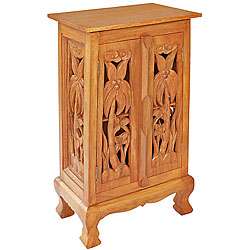 Hand carved Palm Trees 32 inch Storage Cabinet  