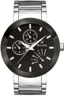 Bulova 96C105 Mens Watch Stainless Steel Black Dial  