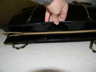 St. John Extra Large Black Patent Leather Tote Bag Handbag Purse w 
