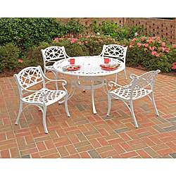 Home Styles Biscayne Cast Aluminum White 48 inch Patio Dining Set 