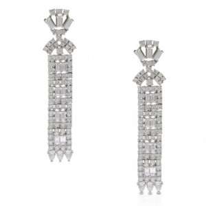   Jewelry Sterling Silver CZ Bridal Art Deco Drop Earrings Jewelry