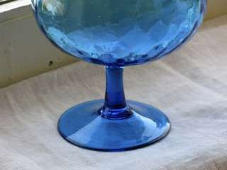 Vintage Blue Optic Art Glass Candy Jar Globe Snifter Vase Mid Century 