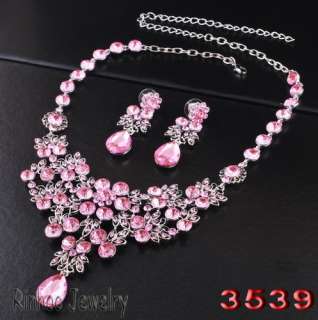   Rhinestone Crystal Beads Prom Bridal Necklace Earrings Jewelry sets