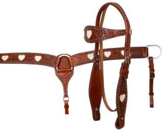 Browband Headstall Collar Set With Cut Out Heart Medium  