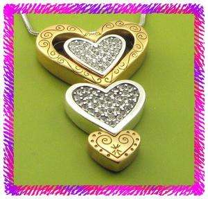 BRIGHTON Silver GOLDEN LOVE HEART Necklace NWtag  
