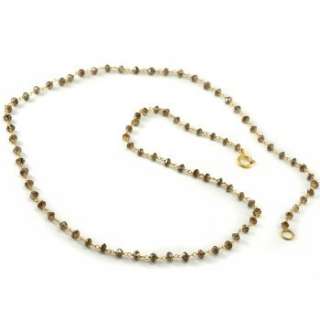   CHAMPAGNE BROWN DIAMOND BY THE YARD BEAD NECKLACE 14k YELLOW GOLD