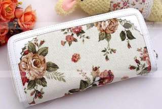 2012 Women lady girls Rosa multiflora series cotton&PU purse long 