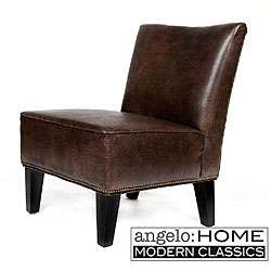   HOME Davis Armless Chair Renu Leather Coffee Brown  