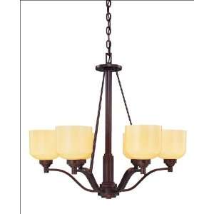  6 Light Chandelier   English Bronze Finish  Etched Opal 