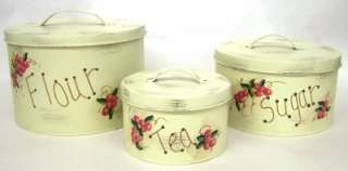 NEW Handpainted CURRANTS Metal Canister Set  