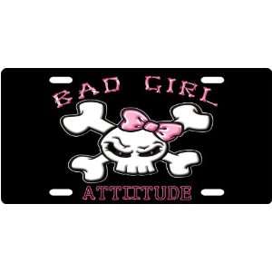Bad Girl Attitude   Black Custom License Plate Novelty Tag from Redeye 