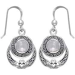 Sterling Silver Celtic Claddagh Moonstone Earrings  