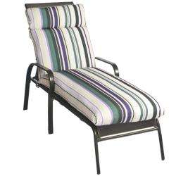   White Stripe Outdoor Patio Chaise Lounge Chair Cushion  