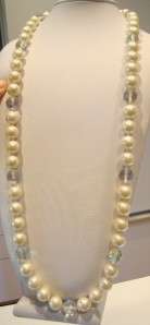   HASKELL LARGE 12.7 mm PEARL AB OPERA LENGTH NECKLACE AURORA BOREALIS