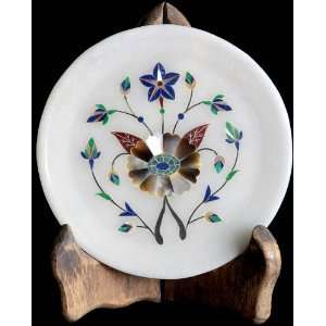  Tajmahal Plate from Agra (Inlaid with Gemstones)   Marble 