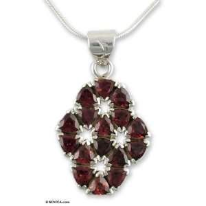  Garnet flower necklace, Glorious Jewelry