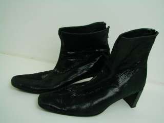 Stuart Weitzman Womens Shoes Boots 7.5 Black Paten Leather Snakeskin 