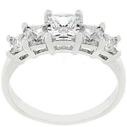Silvertone CZ Five stone Engagement Ring  