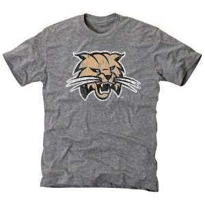 NCAA Ohio Bobcats Distressed Secondary Tri Blend T Shirt 