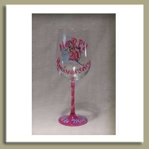  20th Anniversary Handpainted wine Glass