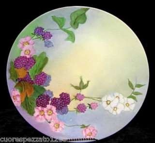 BAVARIA THOMAS SEVRES HP PURPLE BERRY PLATE Signed 1900  