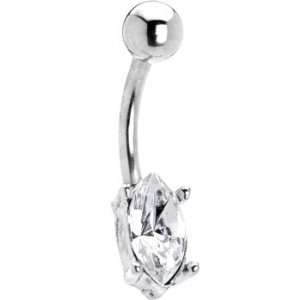  Crystalline Gem Teardrop Solitaire Belly Ring Jewelry