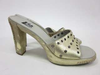 VS Gold Grommet Stud Slides Pumps Sandals Shoes Sz 8  