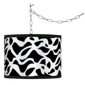  Swag Style White Ribbon Shade Plug In Chandelier