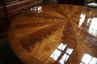 Oversized 84 Round Mahogany Table with Light Walnut  