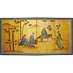 Gold Leaf Ladies and Bamboo Silk Painting (China)  